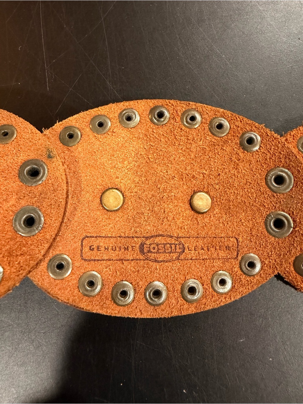 Vintage 1996 Fossil Genuine Leather Concho Belt Brown Studded Western Boho S - Picture 3 of 9